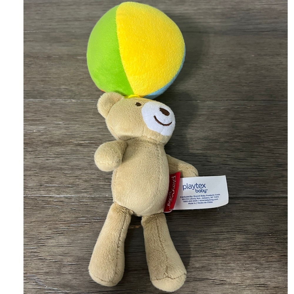Playtex Baby‎ Bear Plush Rattle Toy Colorful Ball Infant Stroller Crib